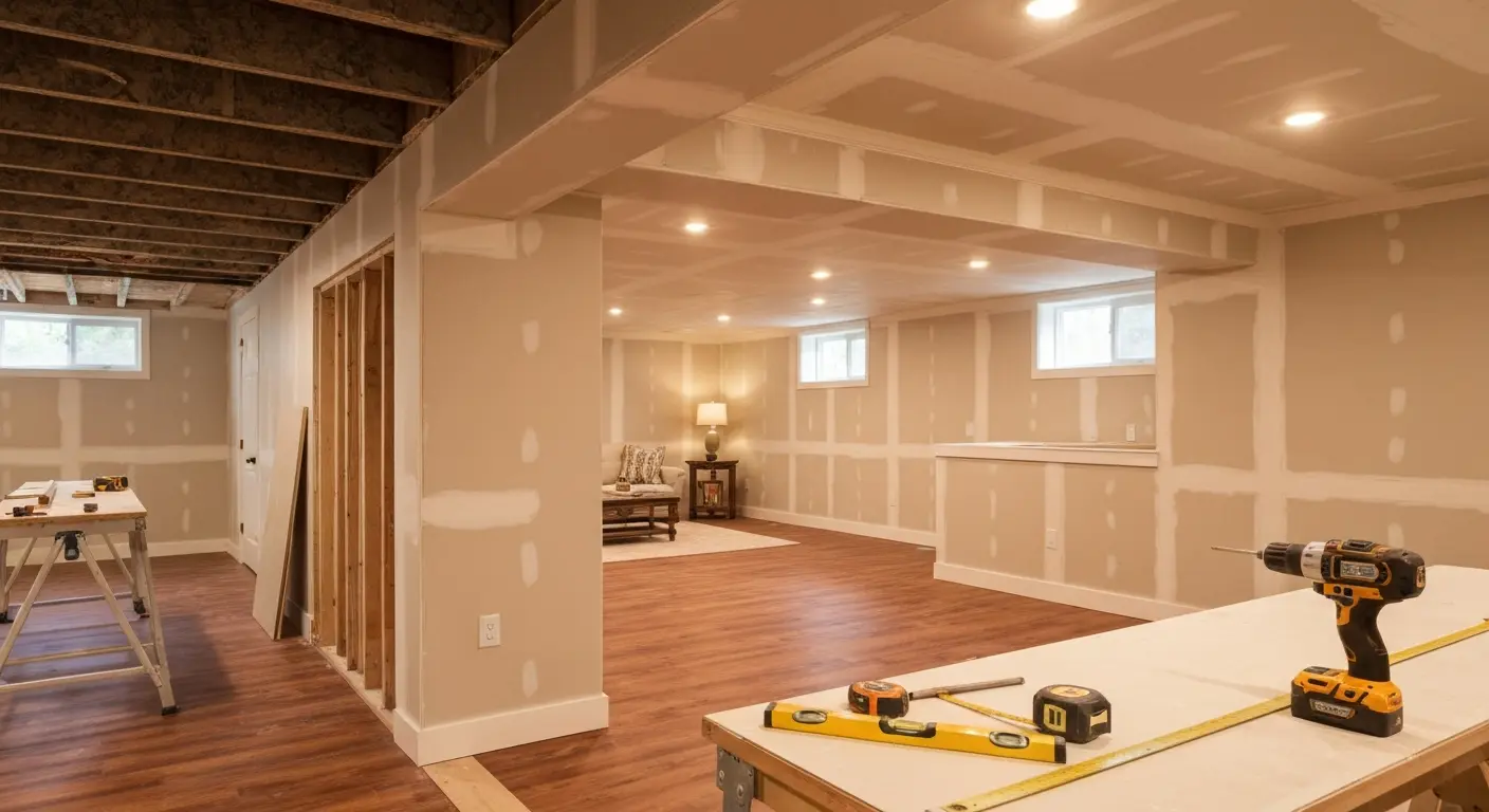 Finished basement living space