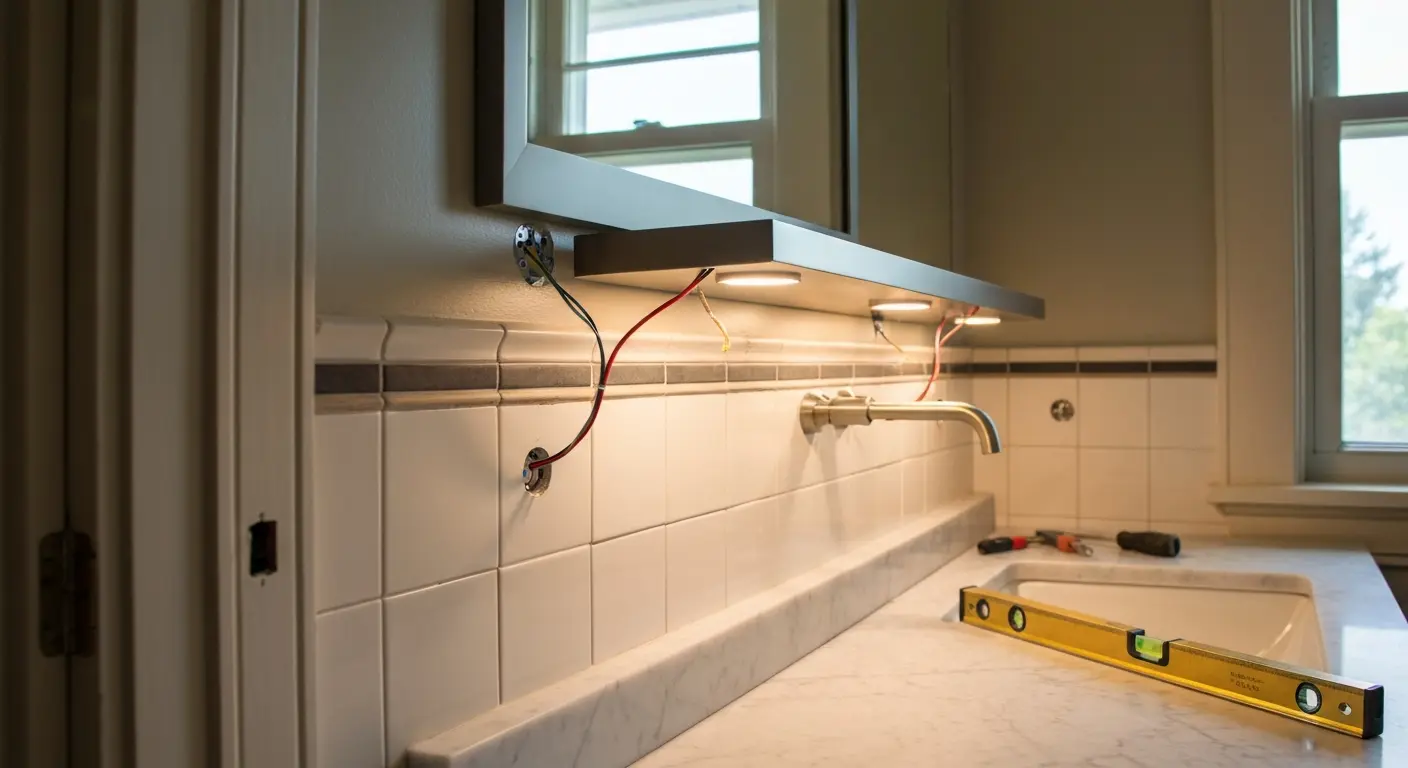 Bathroom vanity lighting installation