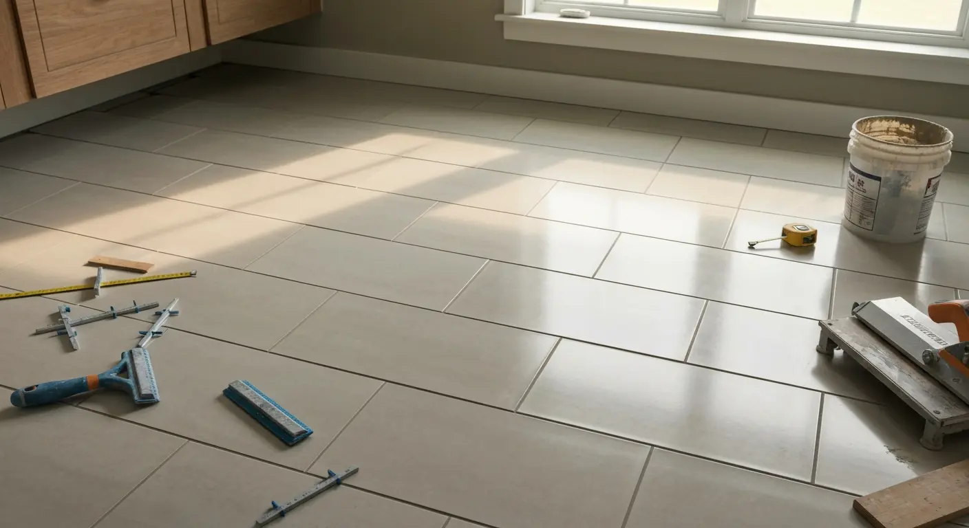 Tile bathroom flooring installation