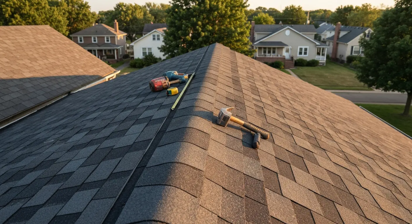 Roof repair work on residential home