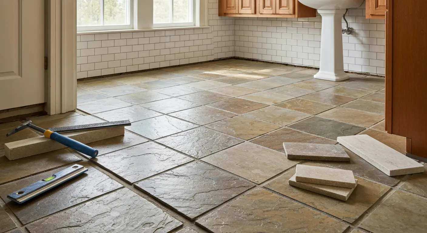 Stone bathroom flooring installation