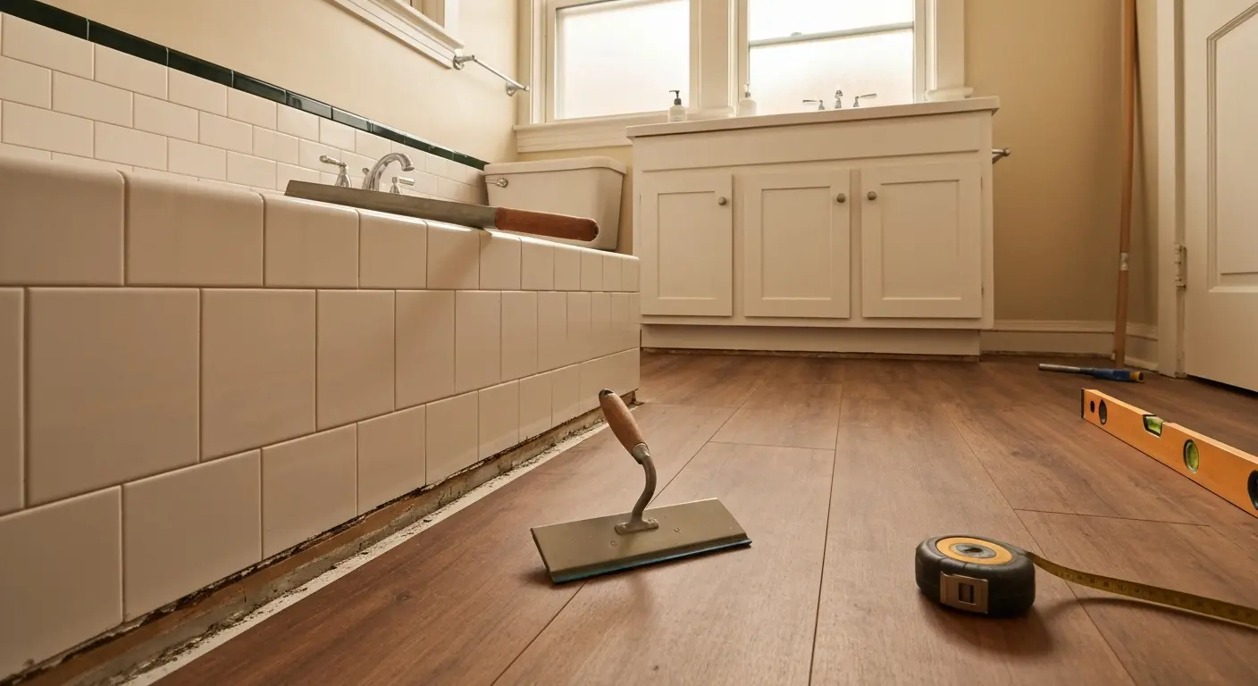 Vinyl bathroom flooring installation