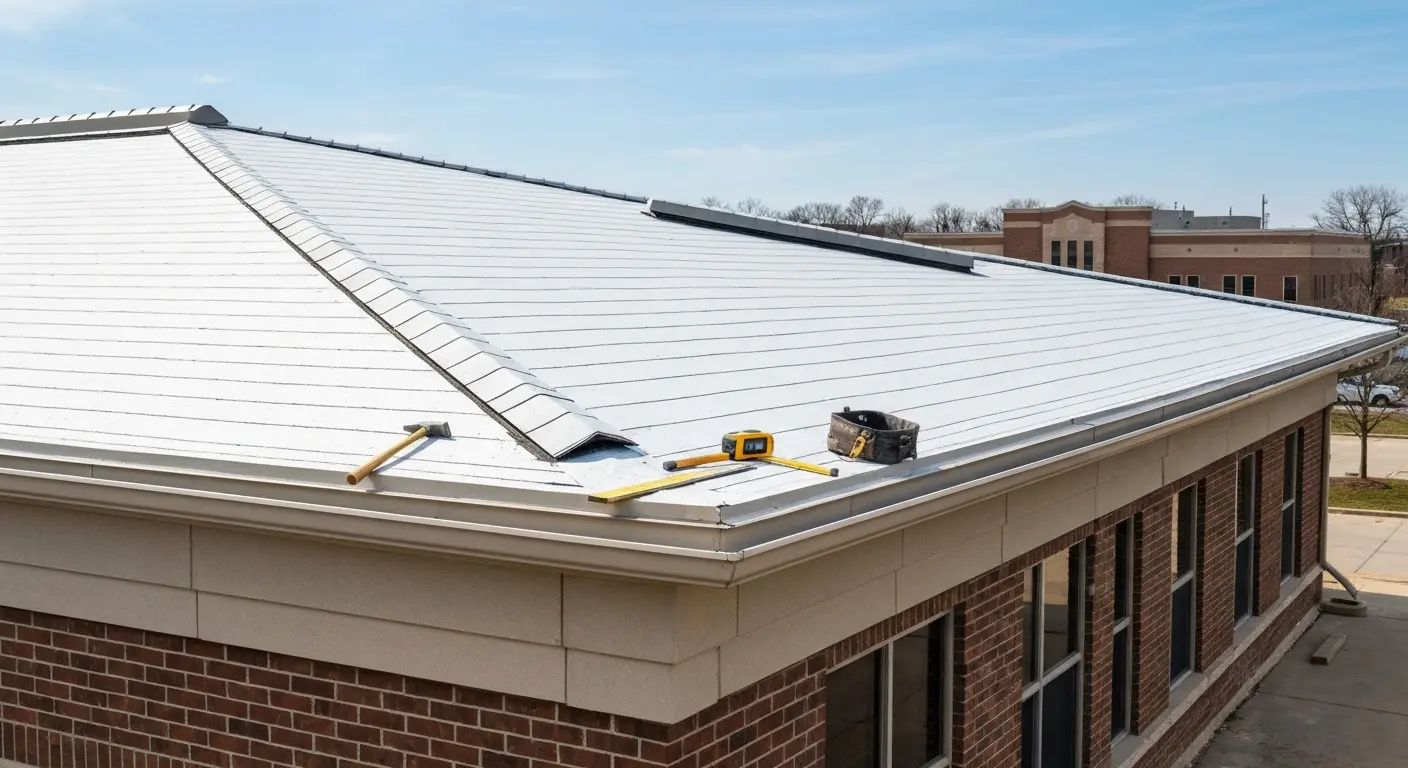 Commercial building roof replacement project