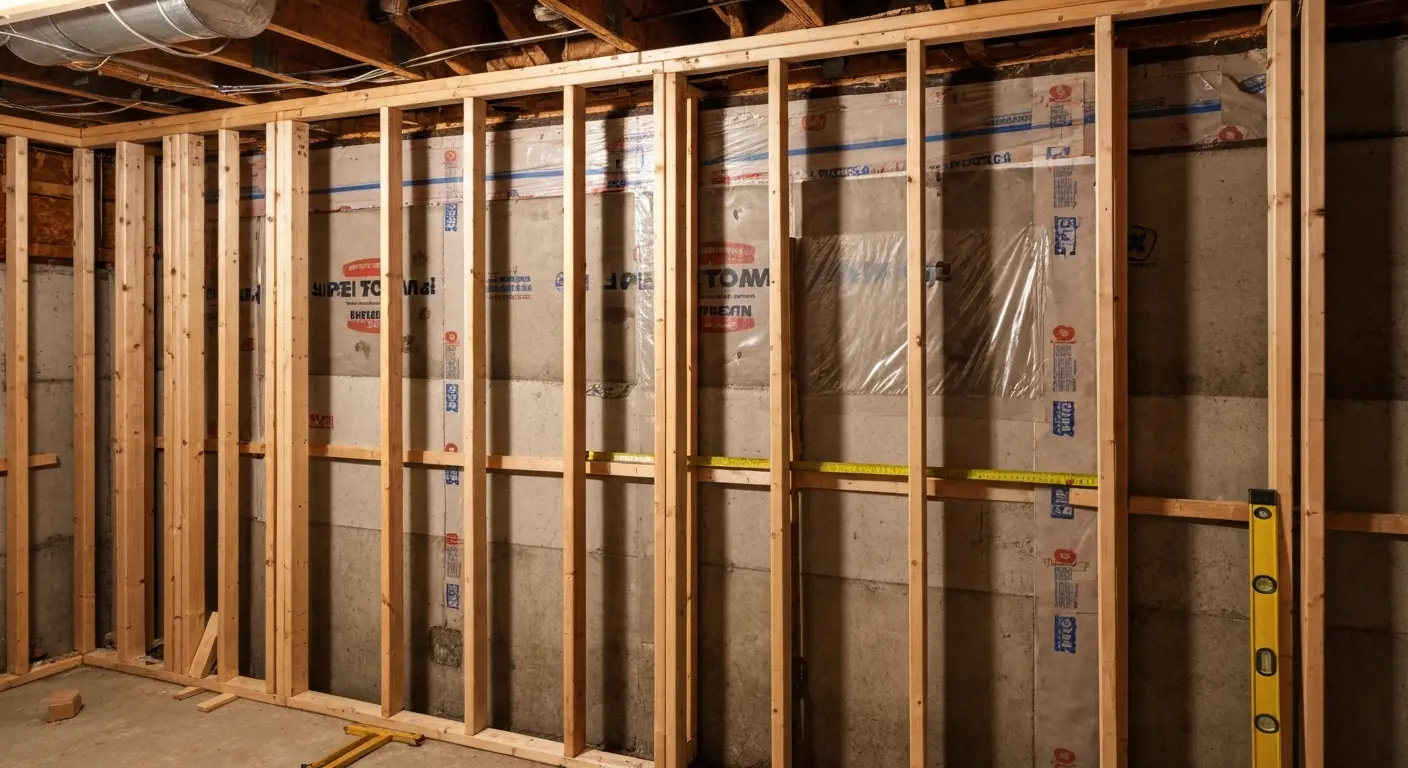 Basement moisture control framing