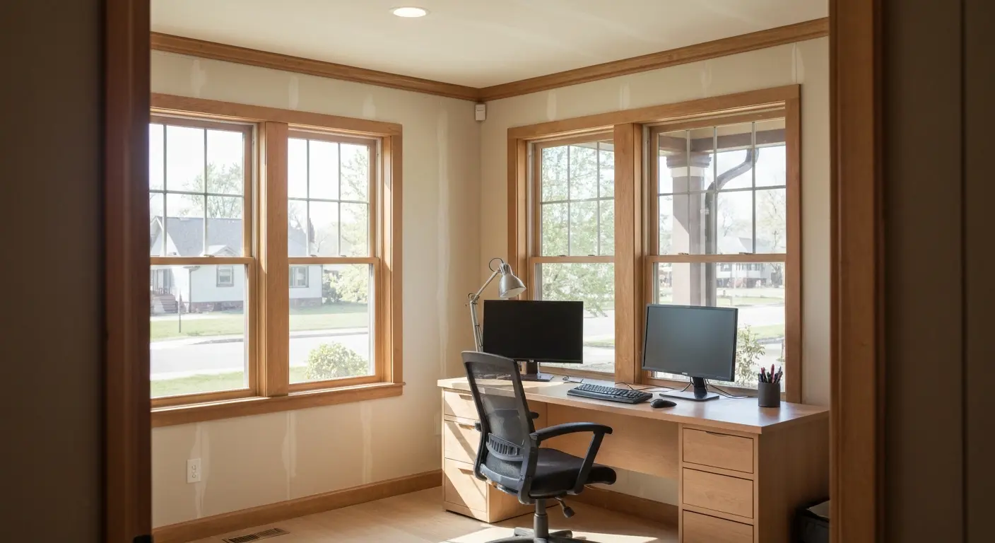 Home office addition with desk space