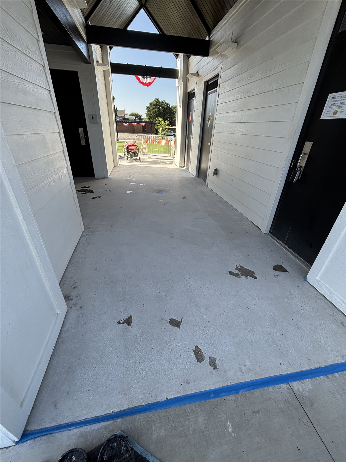 Park restroom building floor in Mansfield, TX before epoxy coating