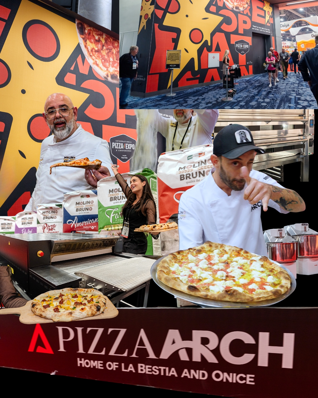“Crowd visiting PizzaArch booth at Las Vegas Convention Center Pizza Expo event.