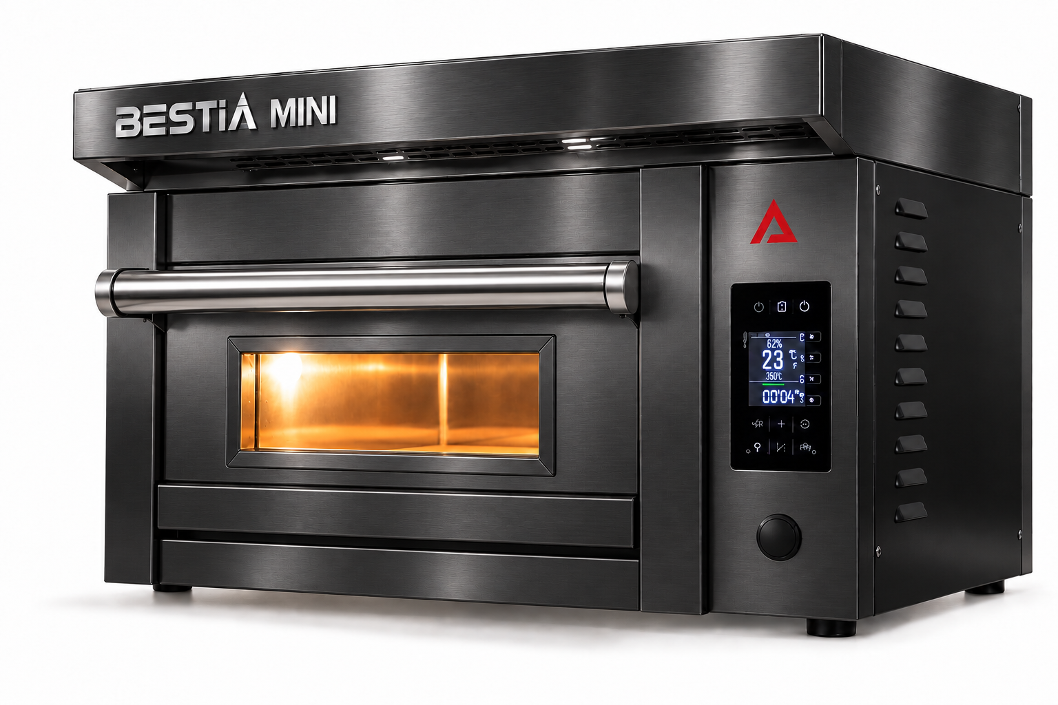 Pizza Arch BESTIA MINI oven in brass with black stainless details