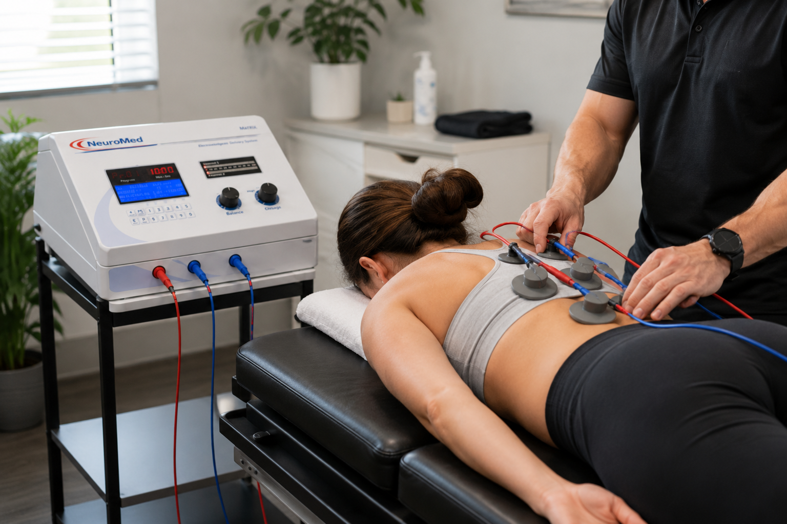 Patient receiving Matrix Therapy as part of a rehabilitation treatment session at HealthWorks, Summerville Disc & Neuropathy Center