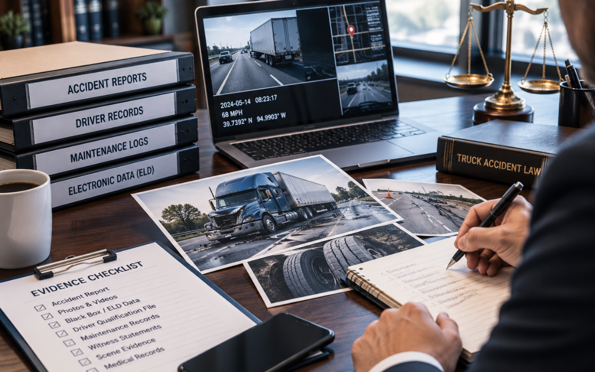 Attorney from Zaveri Law Firm reviewing evidence from a serious truck accident claim 