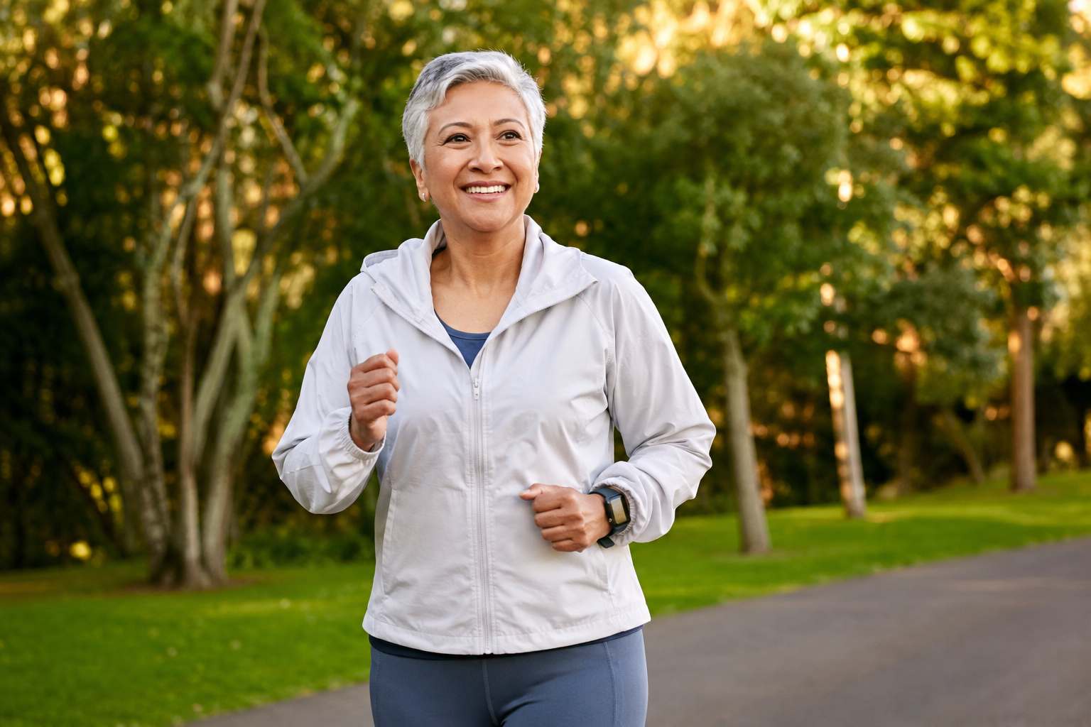 Older adult maintaining an active lifestyle as part of healthy aging and weight management