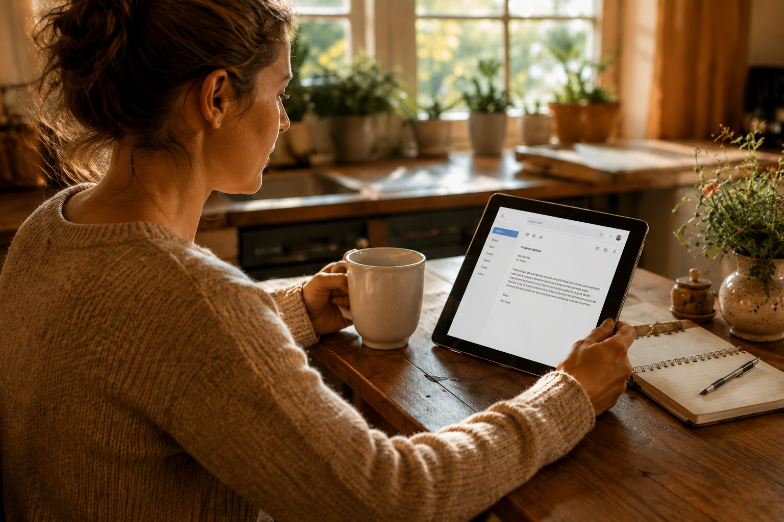 Parent reading the Parent Guide email on a tablet