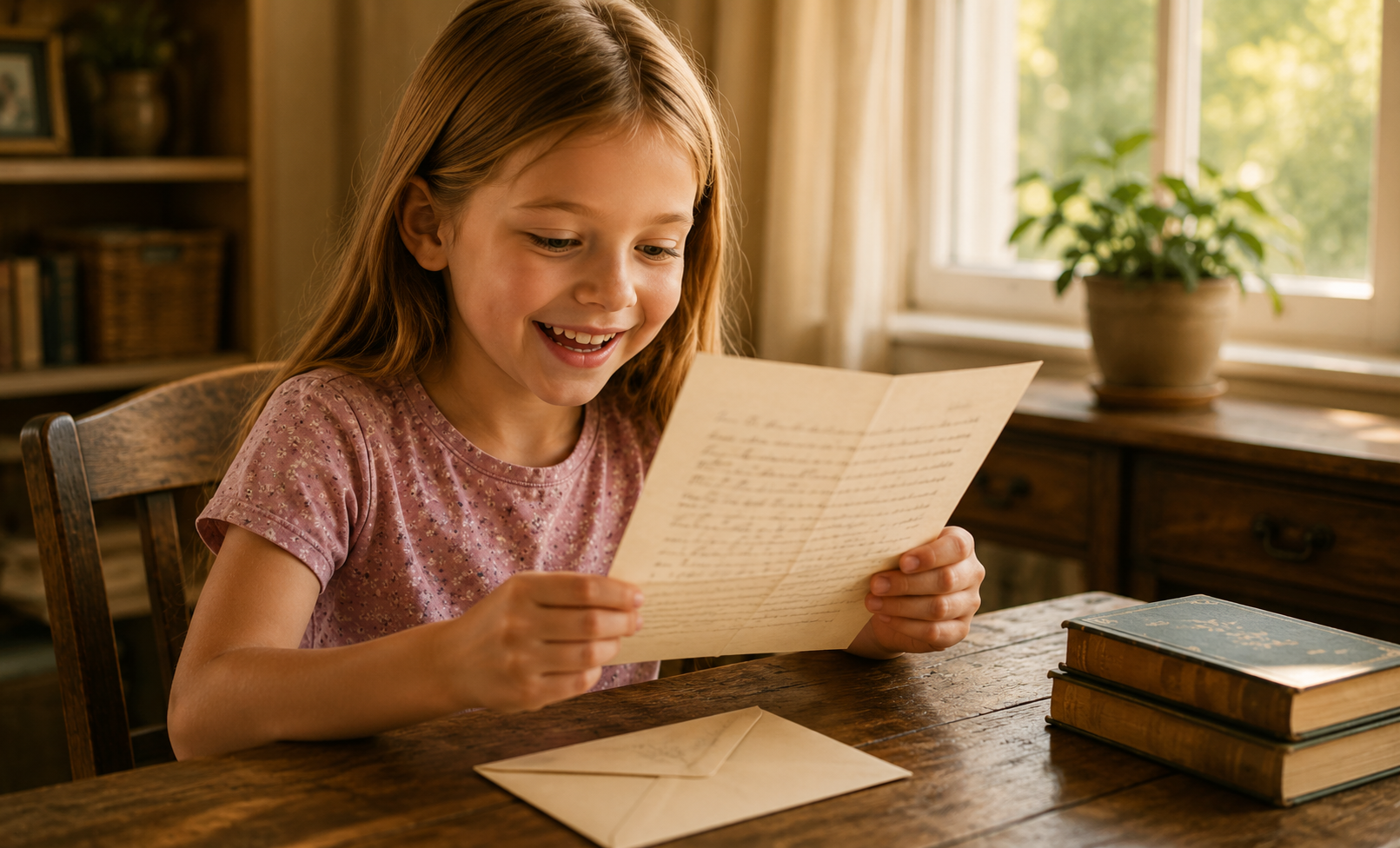Child receiving letter