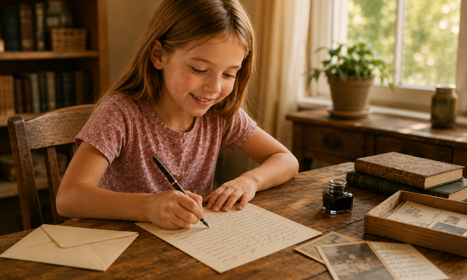 Child writing back
