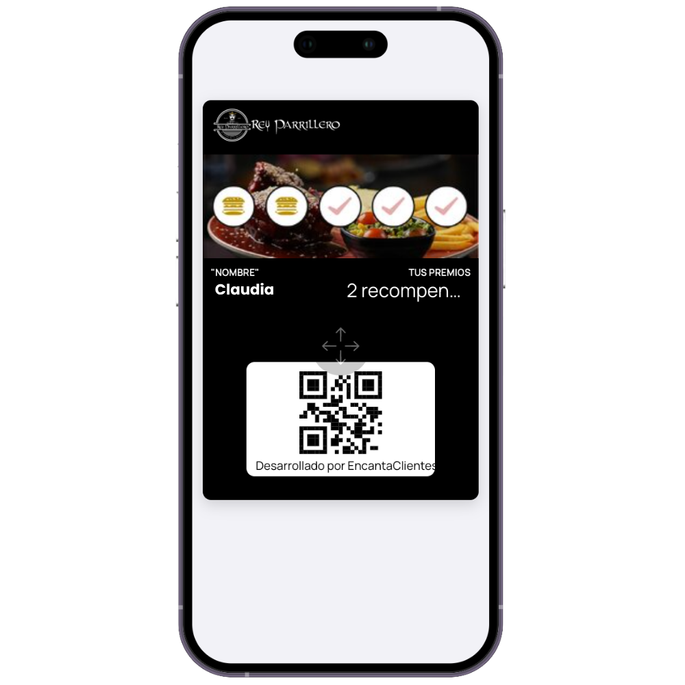 Tarjeta digital de Los Preferidos del Rey en pantalla de iPhone