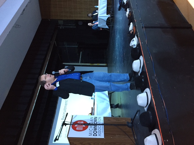 Andy LaPointe speaking at a Michigan Downtown Association event