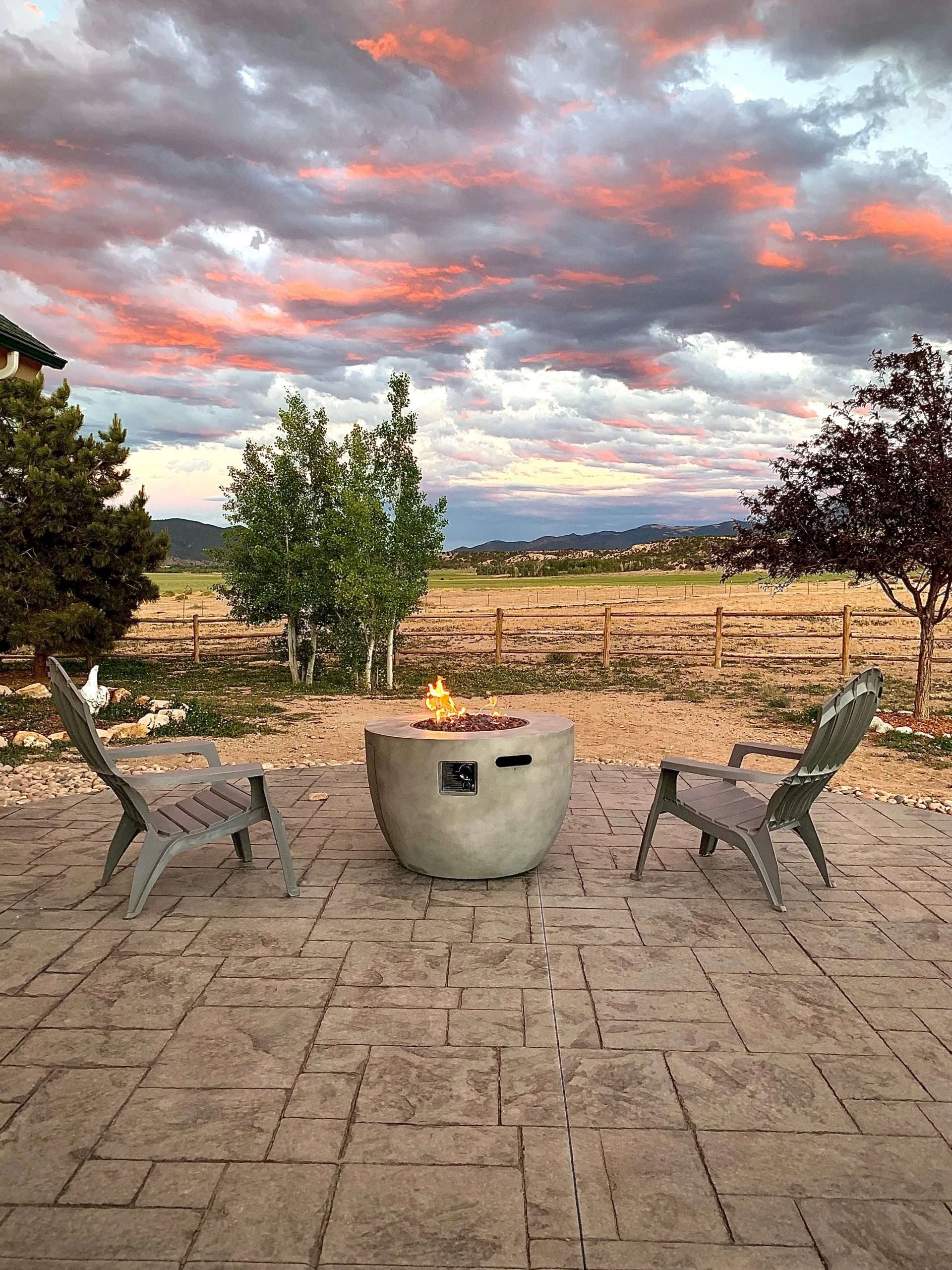 Stamped concrete patio at a custom mountain home in Grand County, Colorado