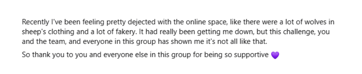 Comment from last year&rsquo;s challenge group
