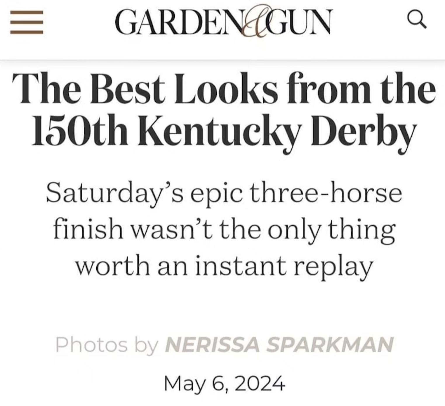 Garden & Gun — The Best Looks from the 150th Kentucky Derby feature