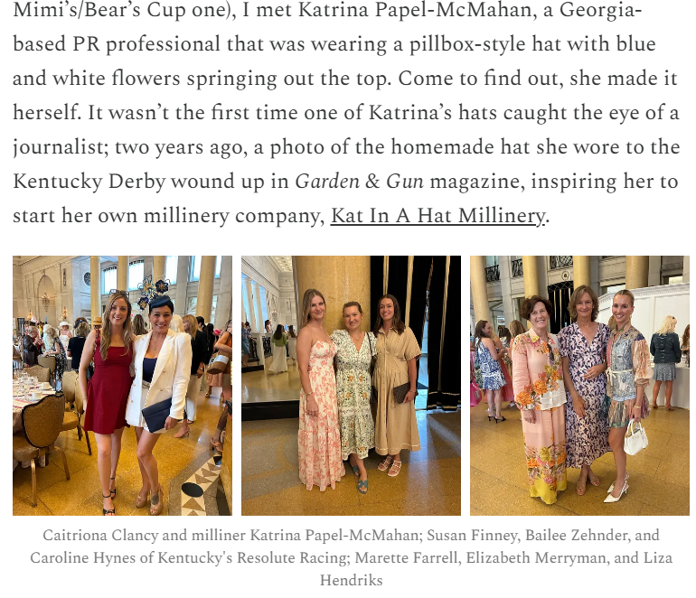 Kat In A Hat featured in Saratoga Living: After Hours
