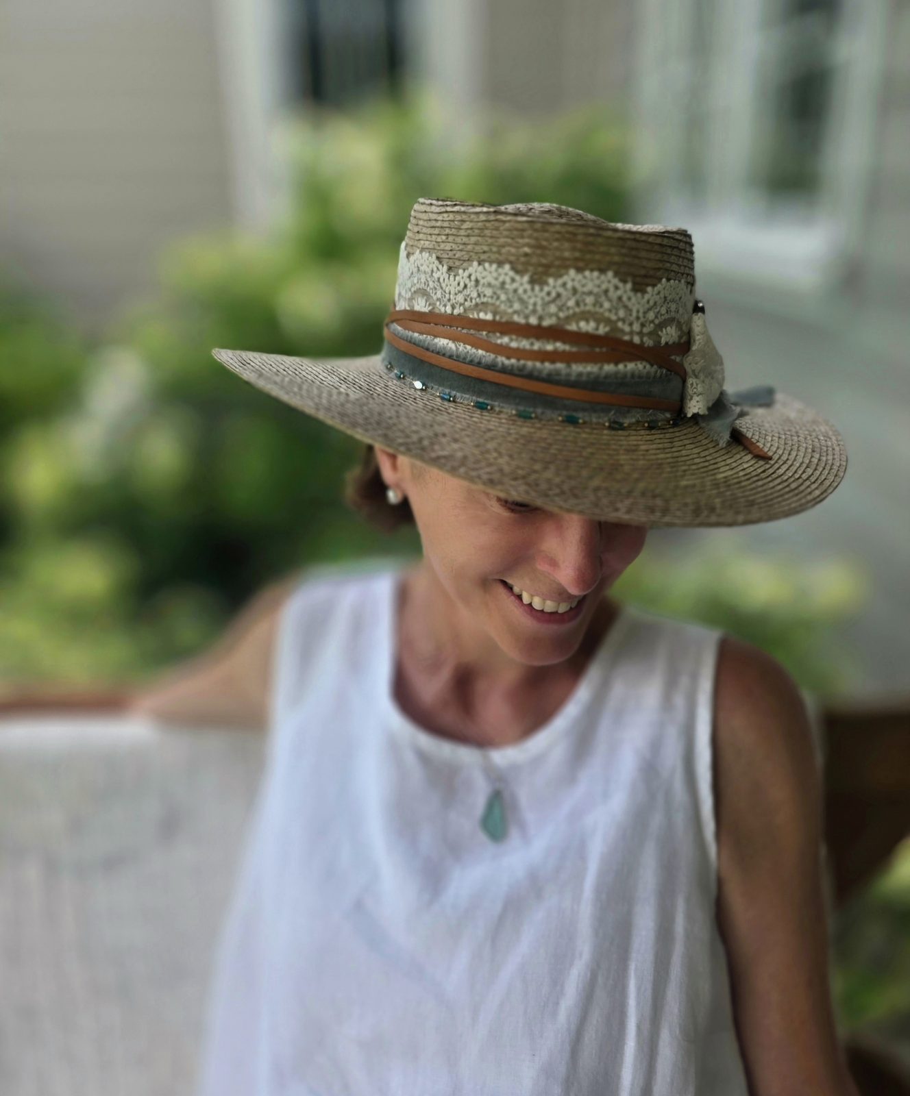 A lifestyle hat by Kat In A Hat for Polly D.