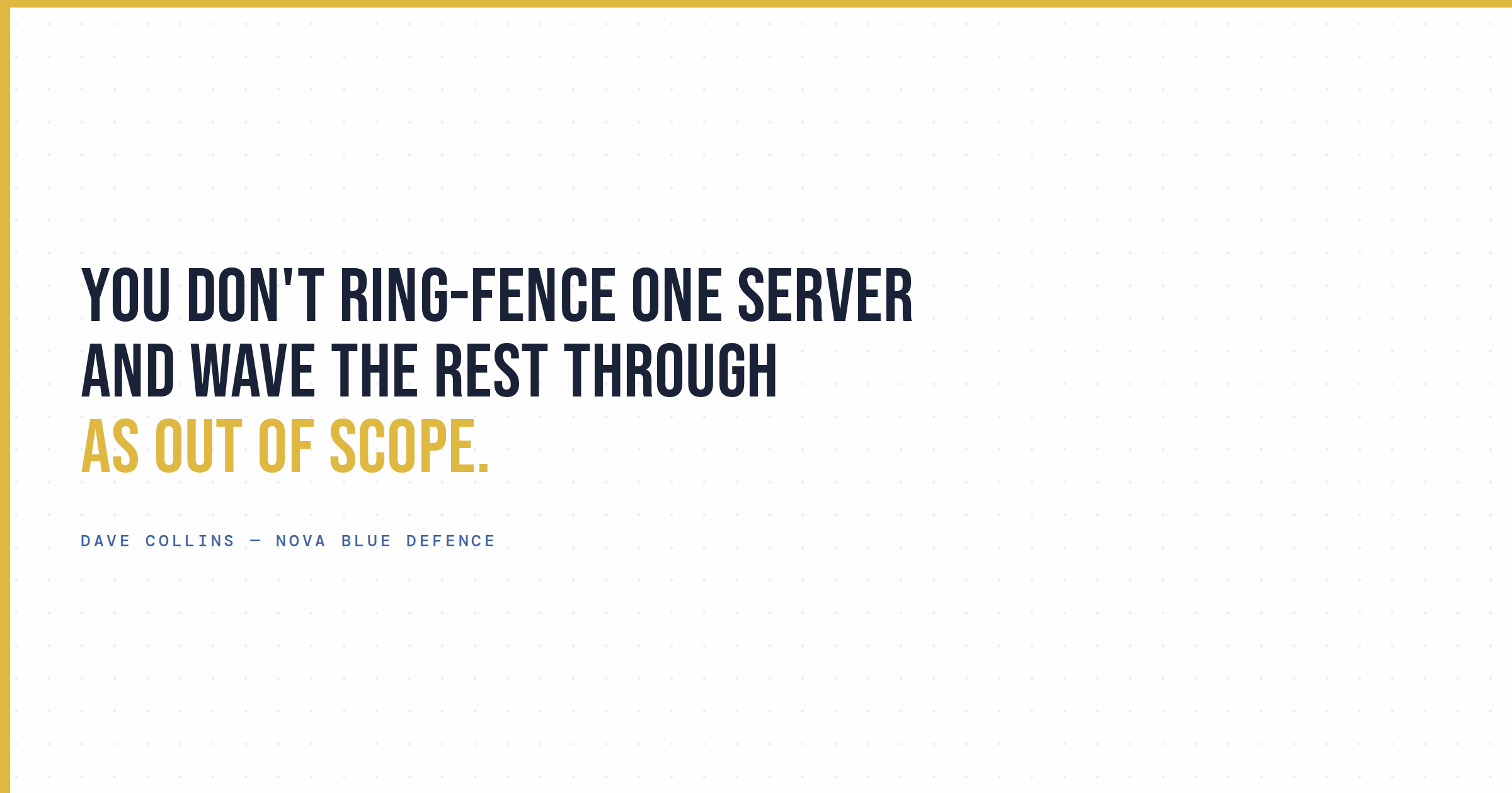 You don't ring-fence one server You don't ring-fence one server