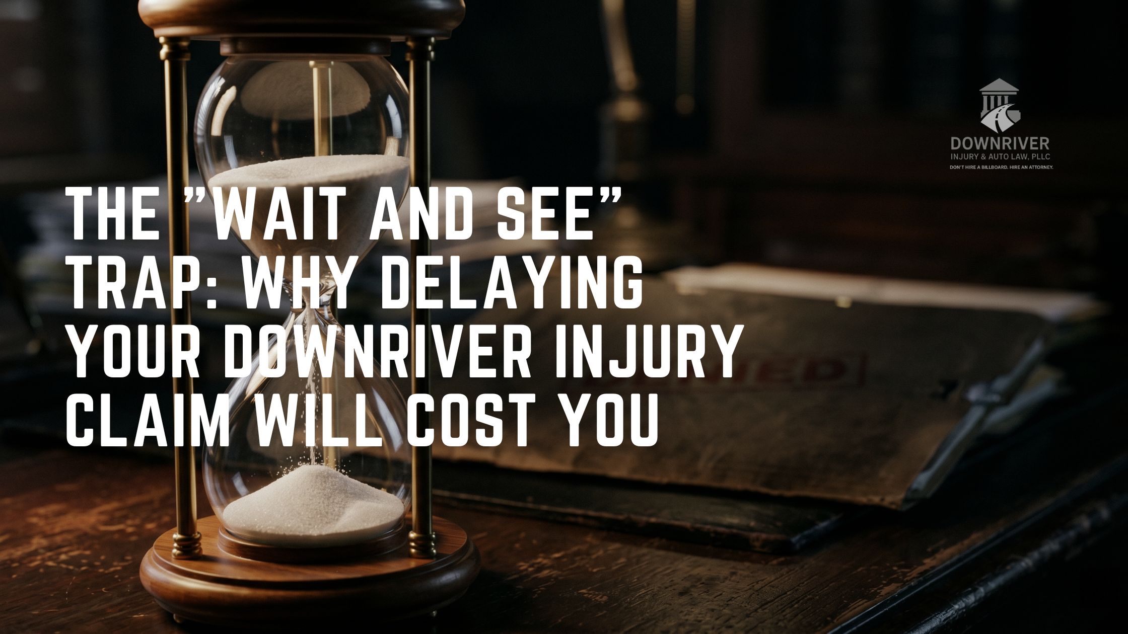 A close-up of a distressed person holding a legal document next to an hourglass running out of sand, representing the strict statute of limitations for personal injury claims in Michigan.