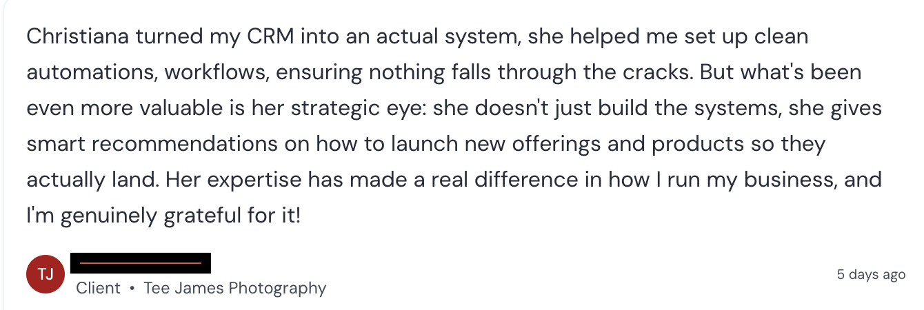 Christiana Garza client testimonial