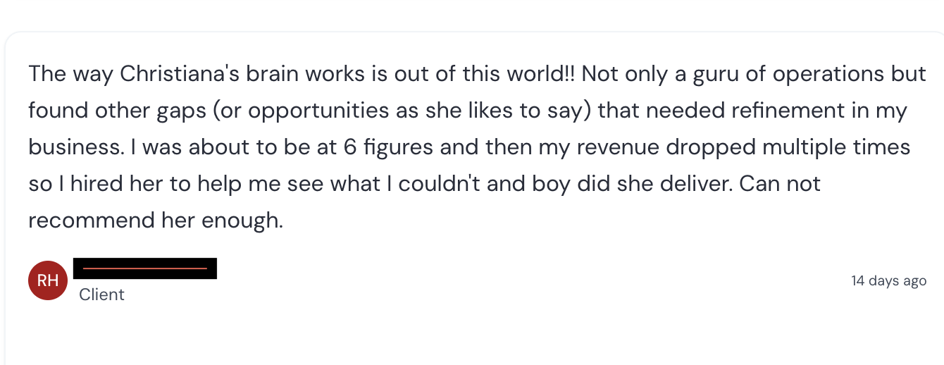 Christiana Garza client testimonial