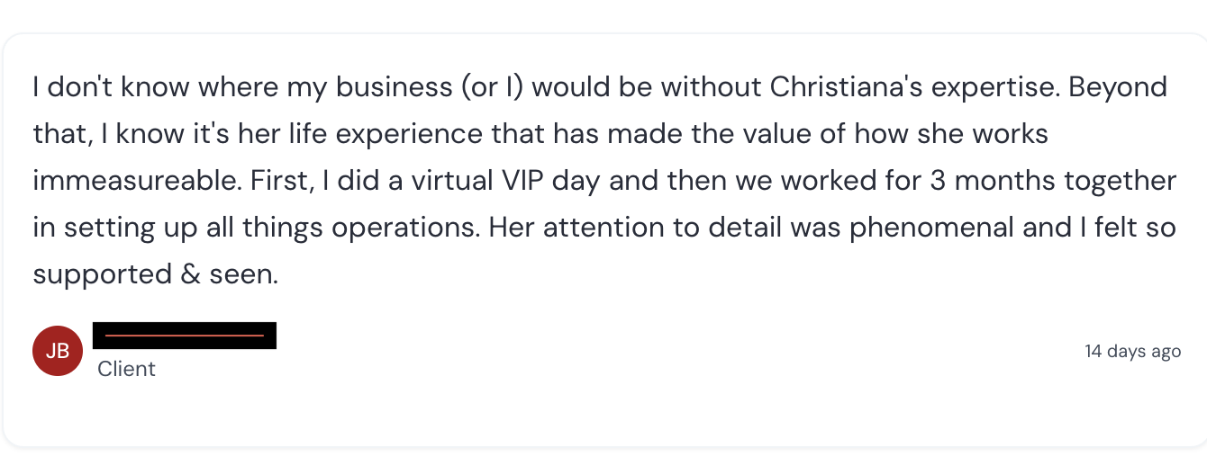Christiana Garza client testimonial