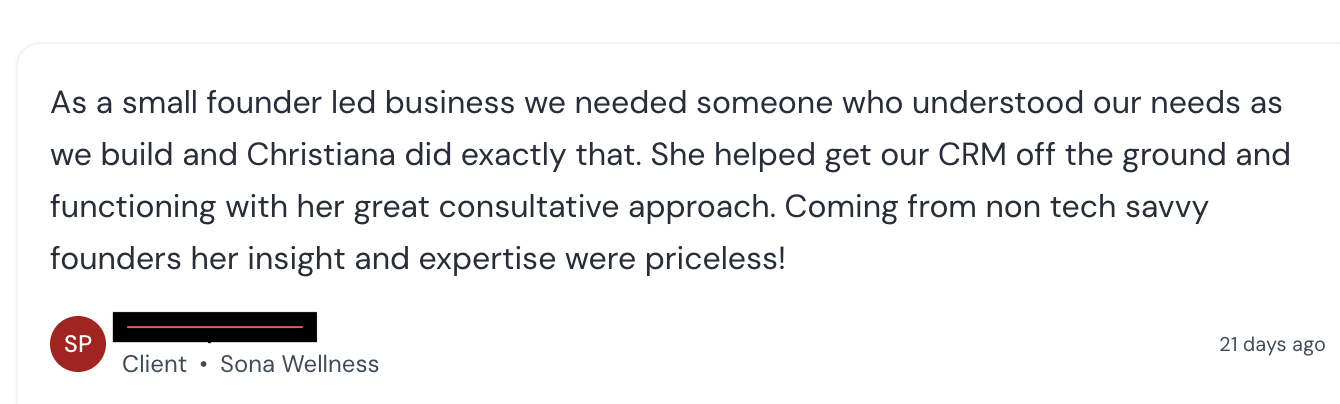 Christiana Garza client testimonial