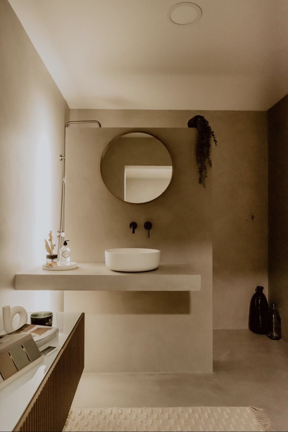 Badkamer met mortex afwerking