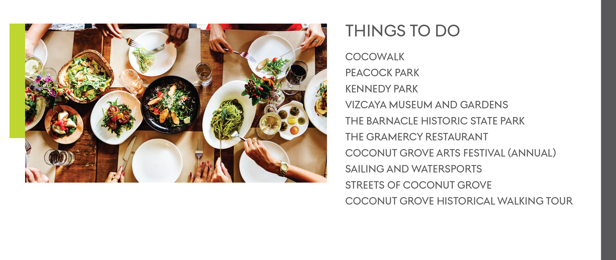Dining table with gourmet dishes in Coconut Grove
