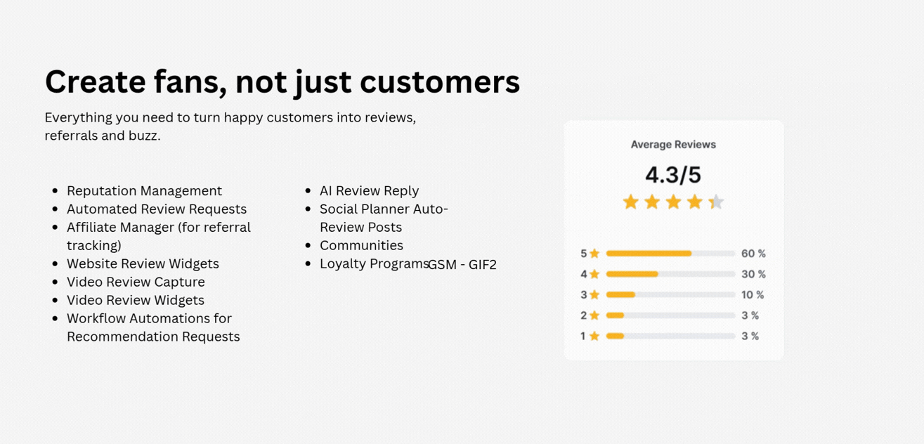 A received payment triggers a review request and the customer leaves five stars