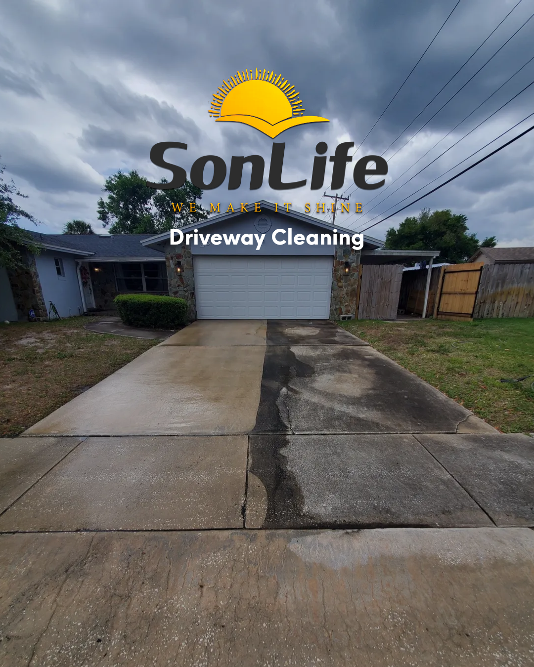 Professional pressure washing driveway in Brevard County Florida