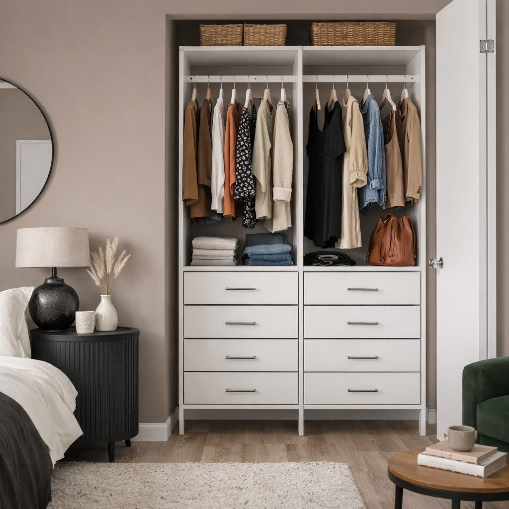 Modern white custom closet interior