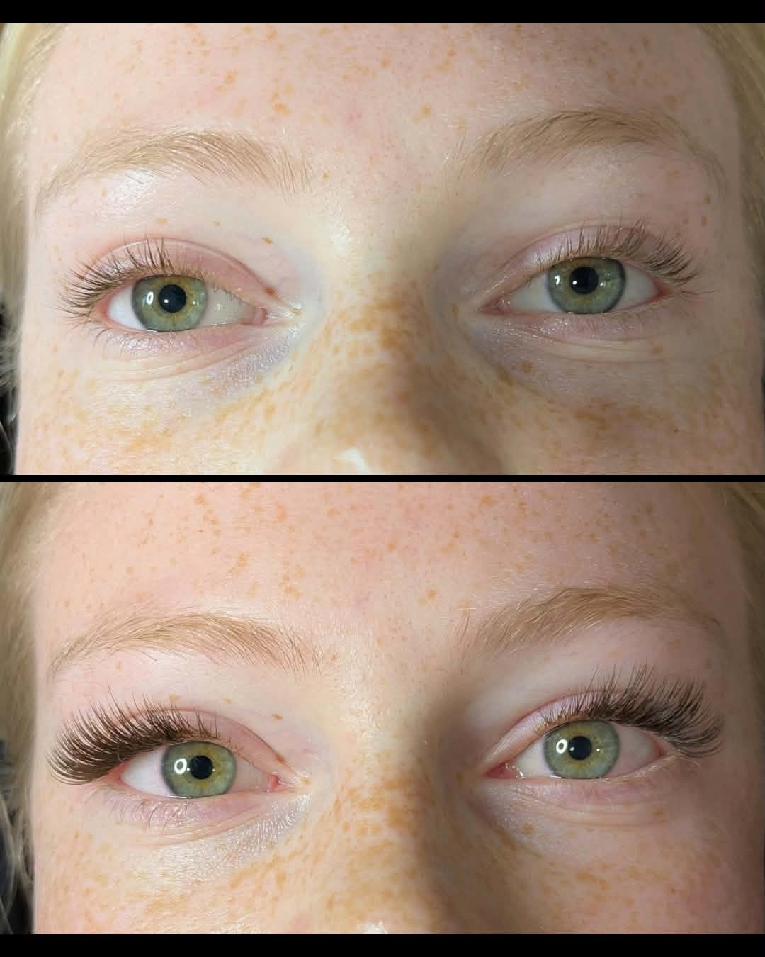 Lash extensions before and after at Beauty Empowered