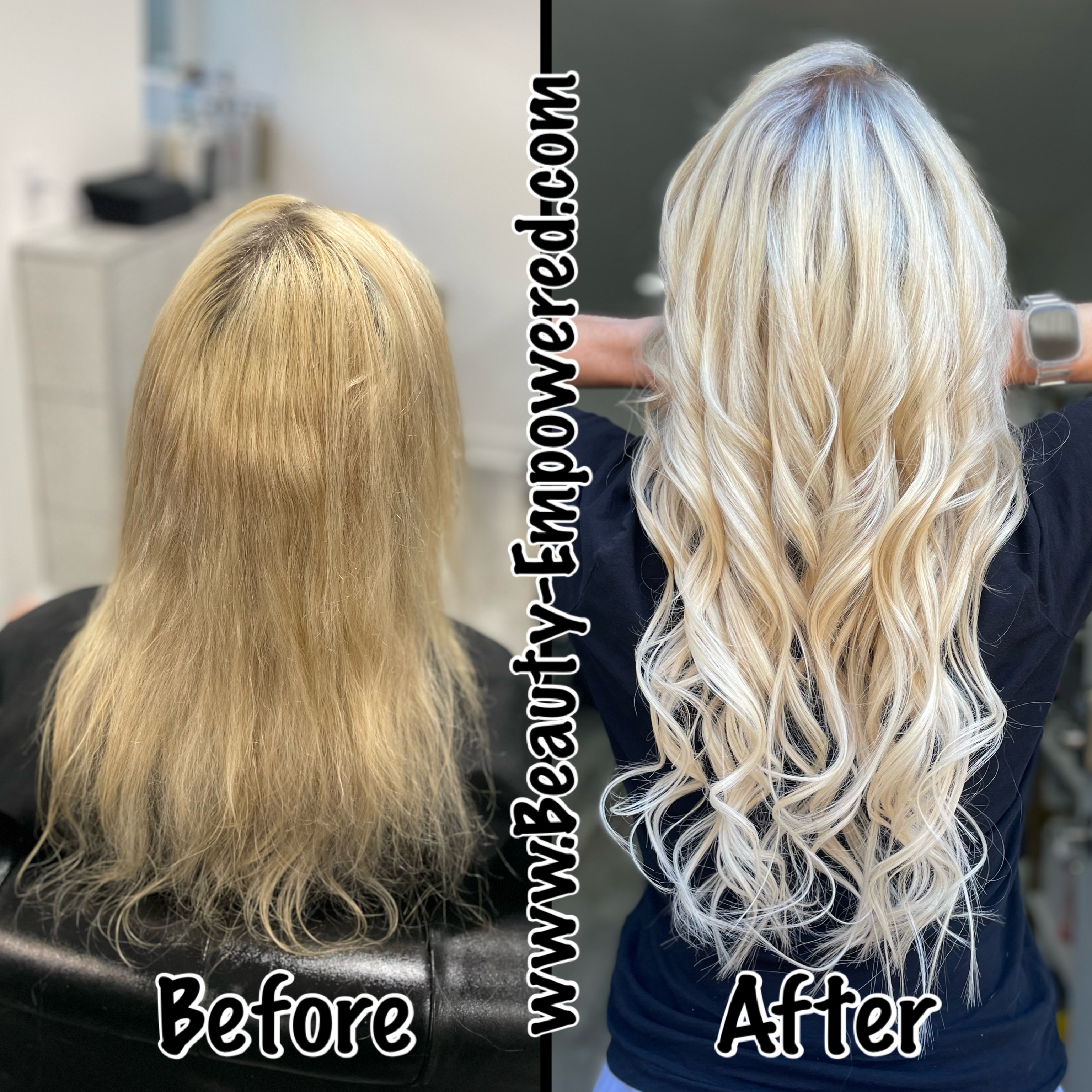 Blonding transformation at Beauty Empowered salon
