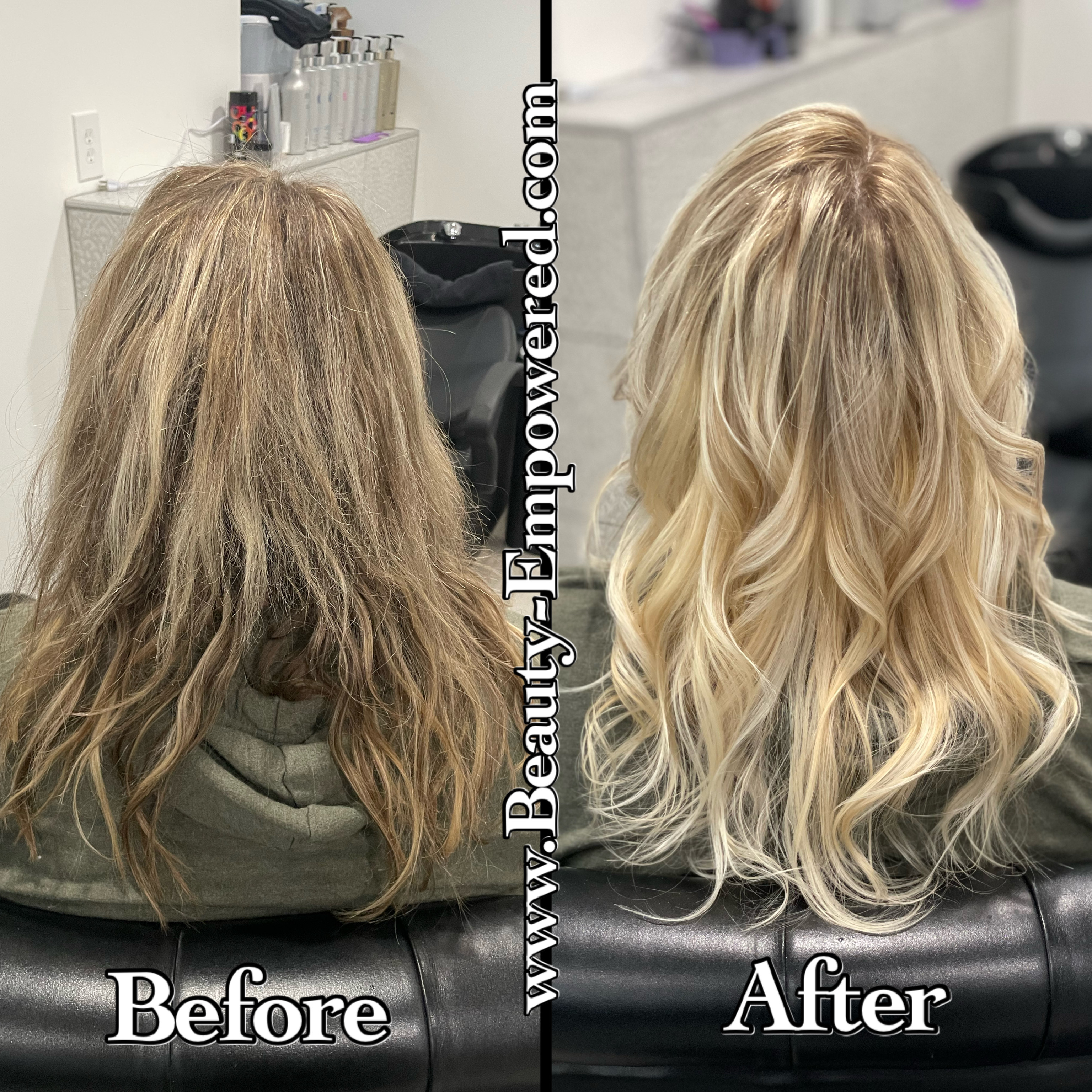 Dimensional blonde color transformation at Beauty Empowered