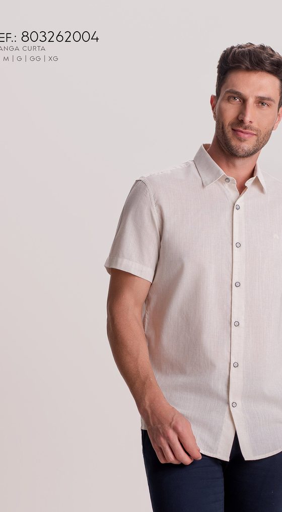 Camisa MC Linho Off White