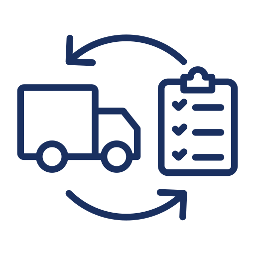 A blue Always Bin Clean truck parked on a residential street with an operator and a trash bin on a lift.
