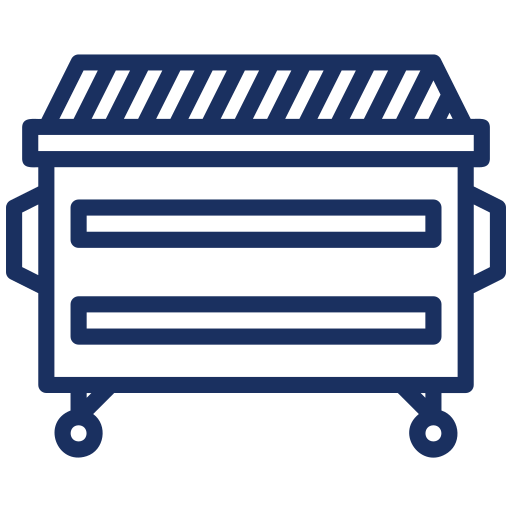 A blue Always Bin Clean truck parked on a residential street with an operator and a trash bin on a lift.