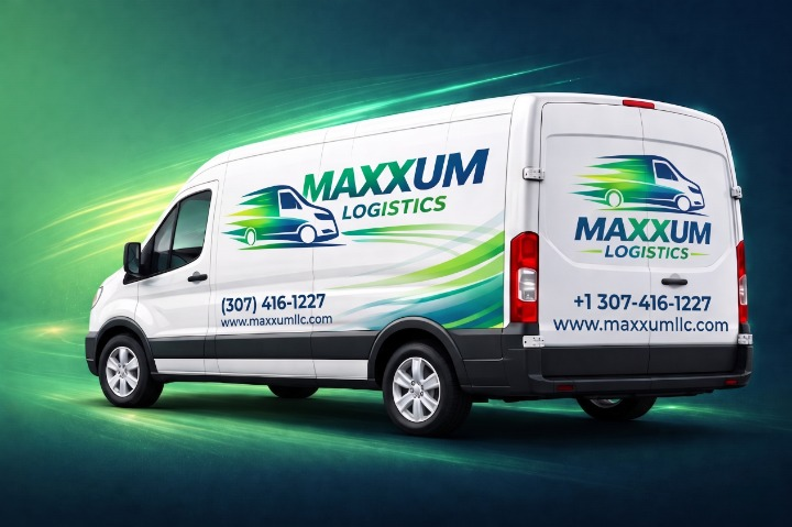 Courier van in motion