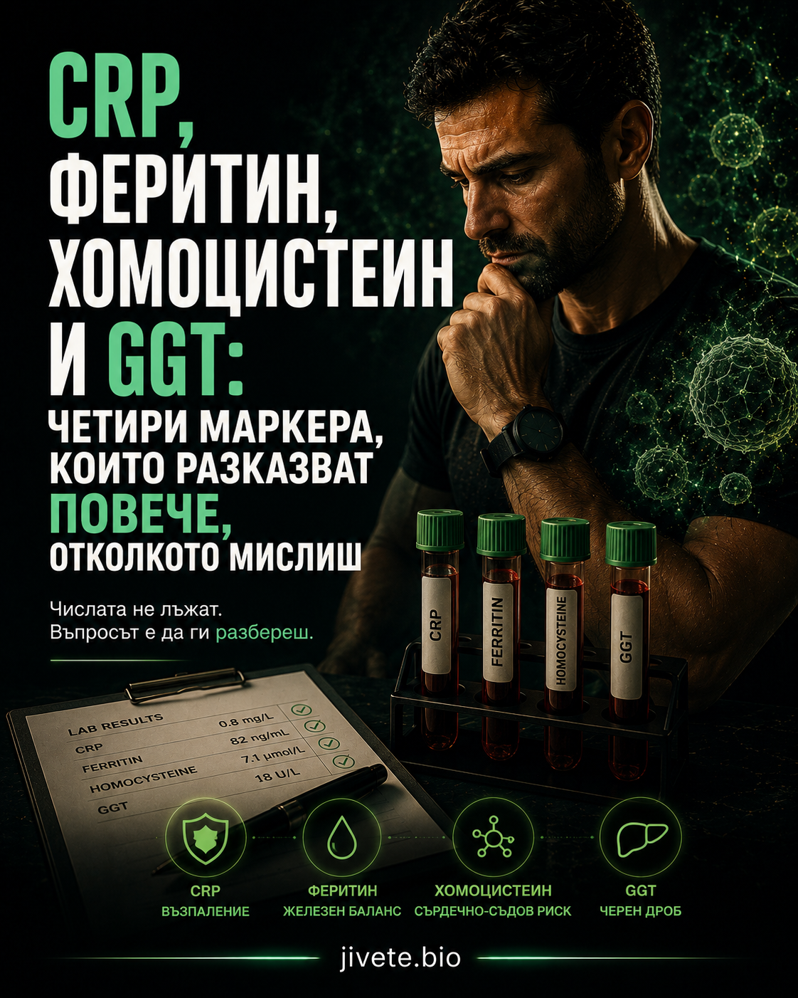 CRP, феритин, хомоцистеин и GGT: четири маркера, които разказват повече, отколкото мислиш