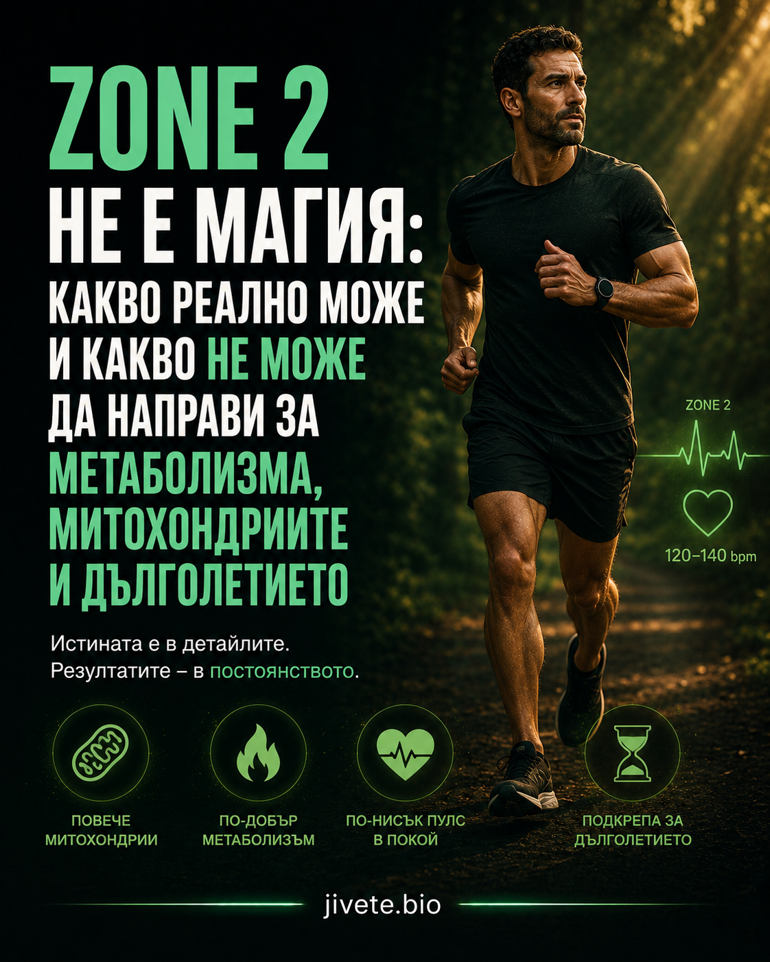 Zone 2 не е магия: какво реално може и какво не може да направи за метаболизма, митохондриите и дълголетието