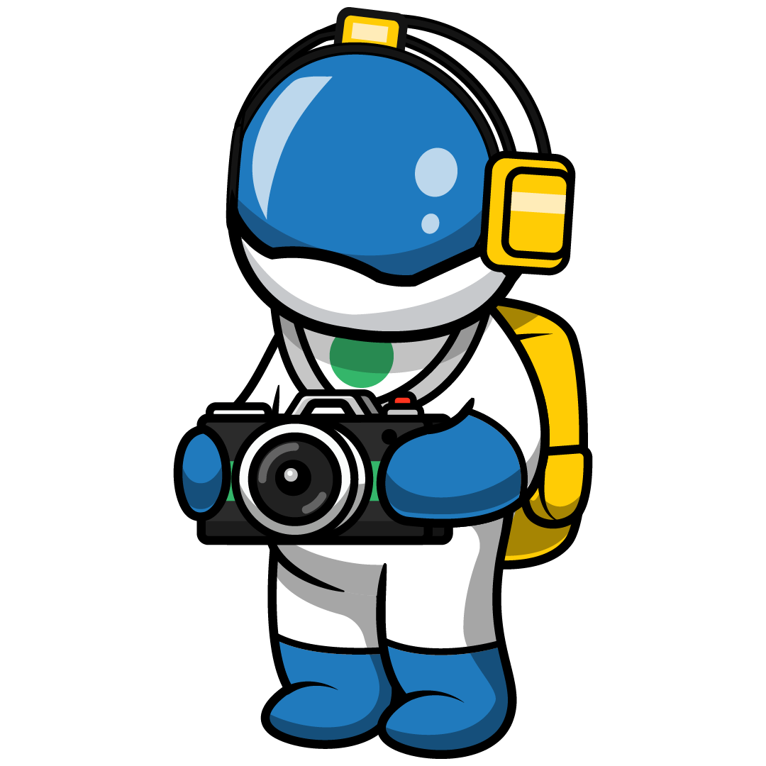 SBA astronaut holding a camera