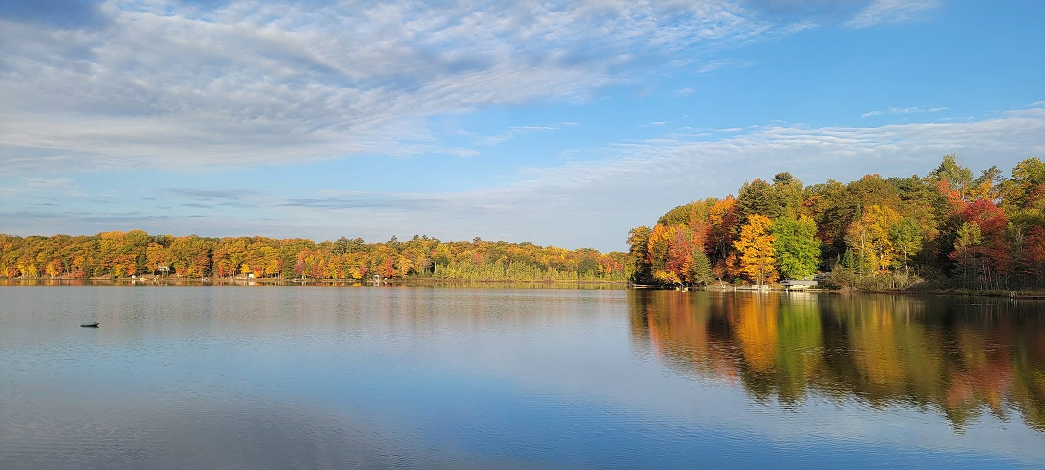 Autumn panorama across the lake
