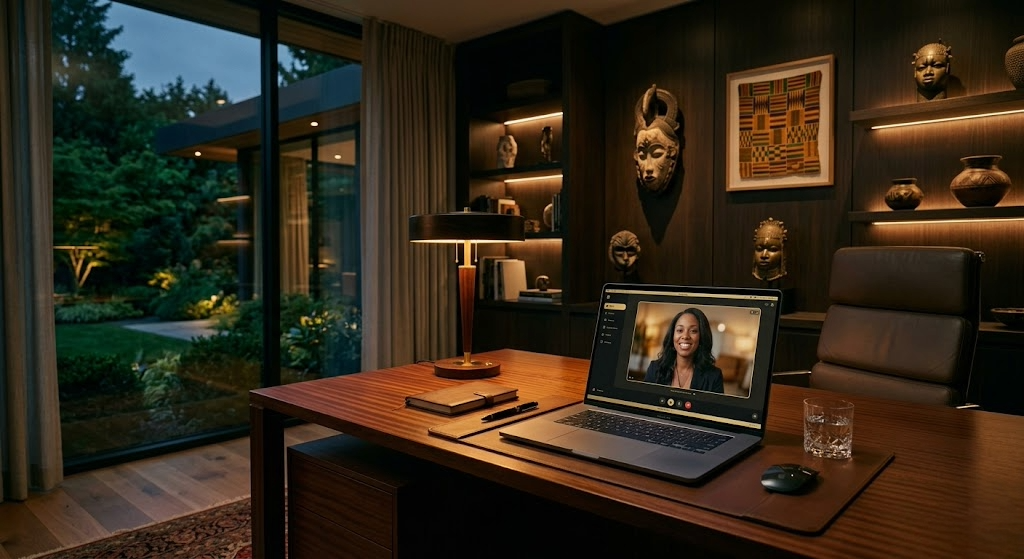 Secure telehealth sanctuary for Black executive couples counseling Virginia