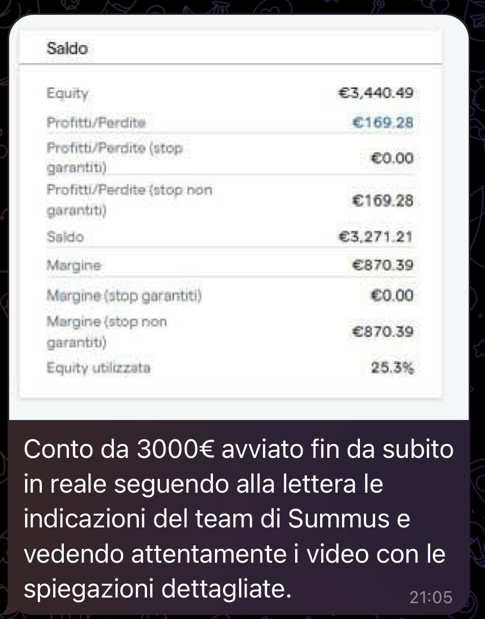 Screenshot profitto GoFrank — utente primo lancio 11