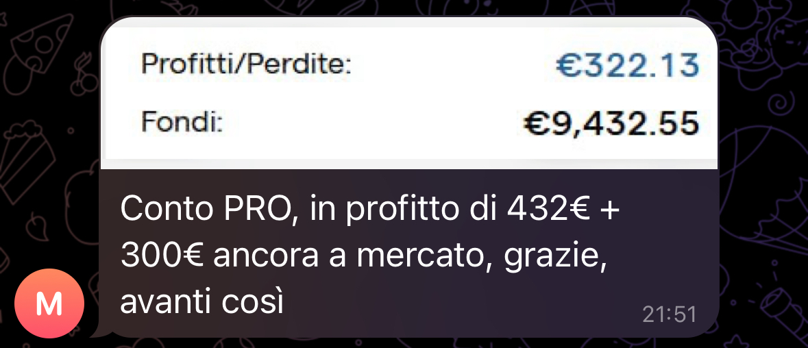 Screenshot profitto GoFrank — utente primo lancio 10